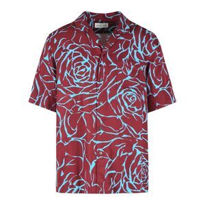 Dries Van Noten 'Carltone' Burgundy And Light Blue Viscose Shirt Men